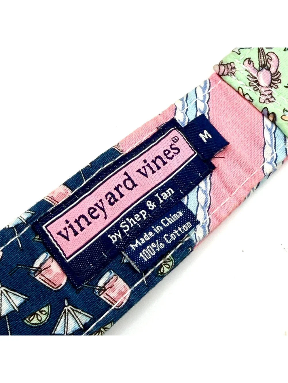 Vineyard Vines Pink Blue Cotton Patchwork D-Ring Belt